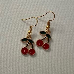 Handmade cherry dangle earrings
